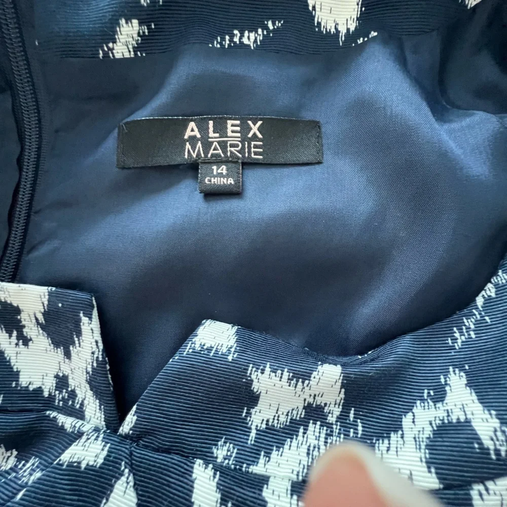 Alex Marie Fit and Flare Navy and White Print Dress Size‎ 14 - Picture 10 of 10